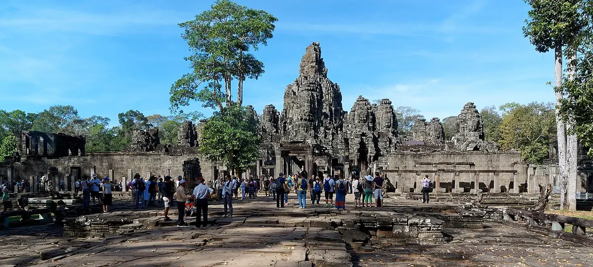Face towers of the Bayon temple in Angkor Thom