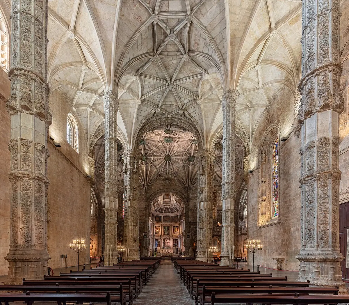Ornate Manueline carving inside the Jerónimos Monastery