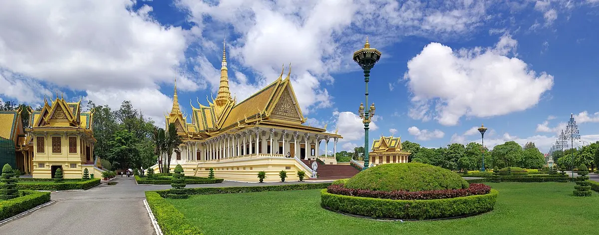The Throne Hall of the Royal Palace in Phnom Penh with its golden spire.