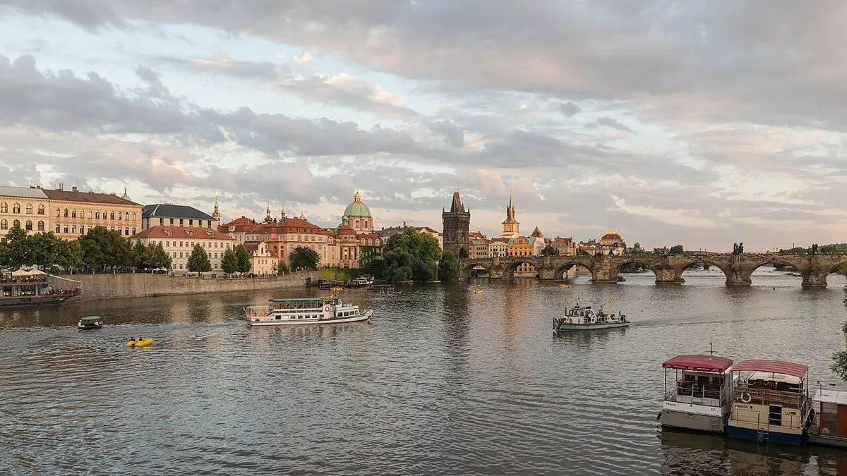 Charles Bridge spanning the Vltava, with its bridge tower