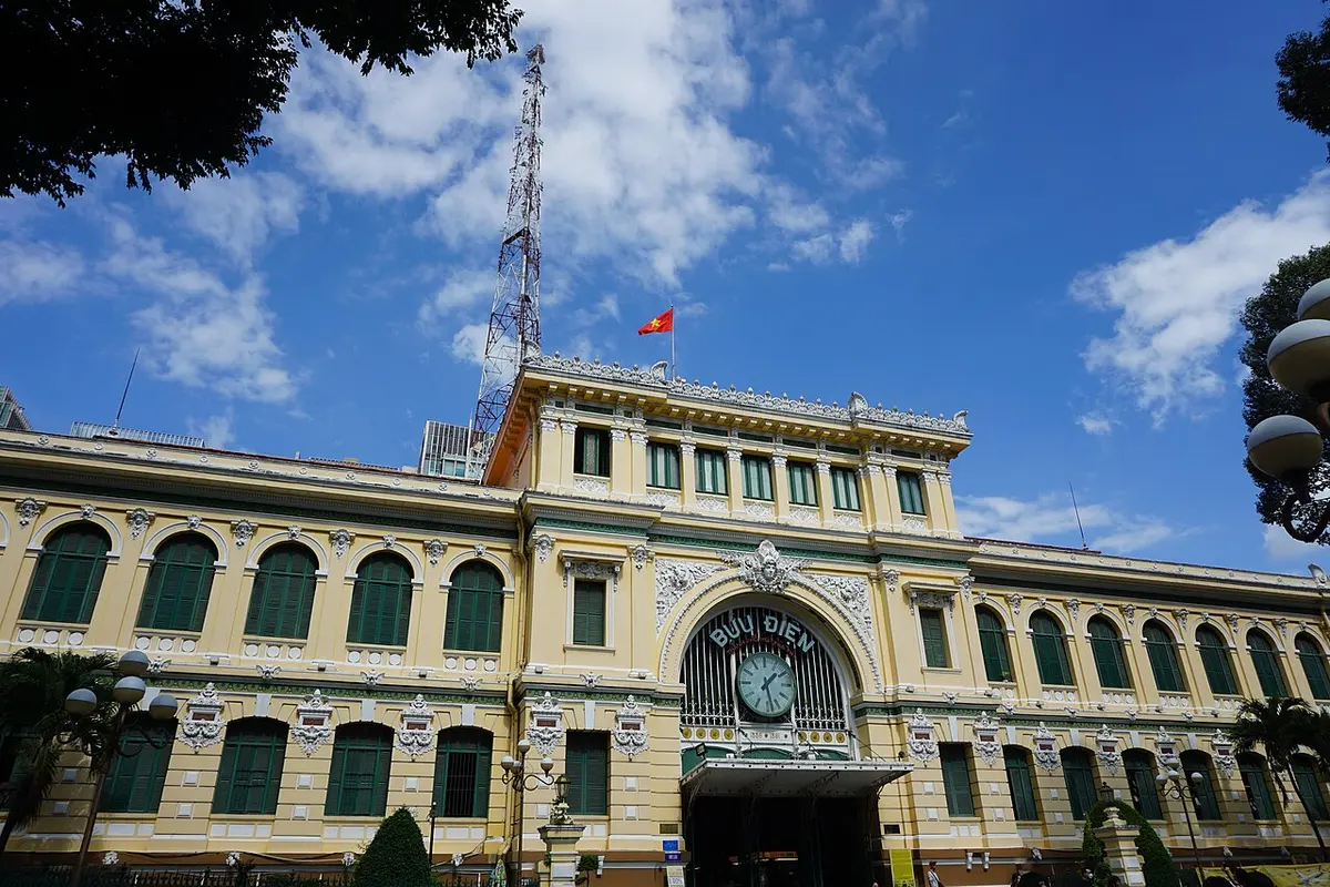 French colonial facade of the Saigon Central Post Office in Ho Chi Minh City